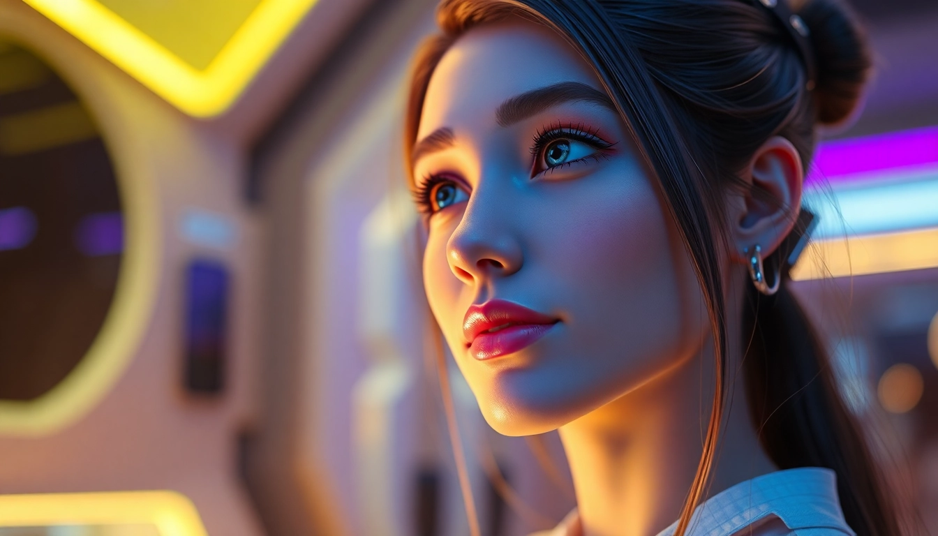 AI girlfriend engaging in a realistic conversation with a user on a sleek screen, highlighting advanced chatbot features and natural interactions.