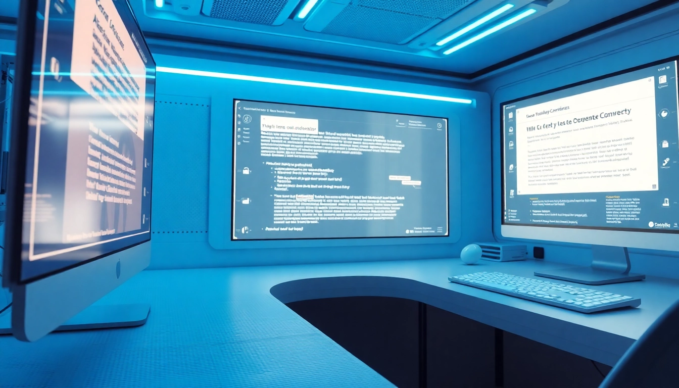 Professional using AI text converter tools on a sleek computer interface to humanize AI